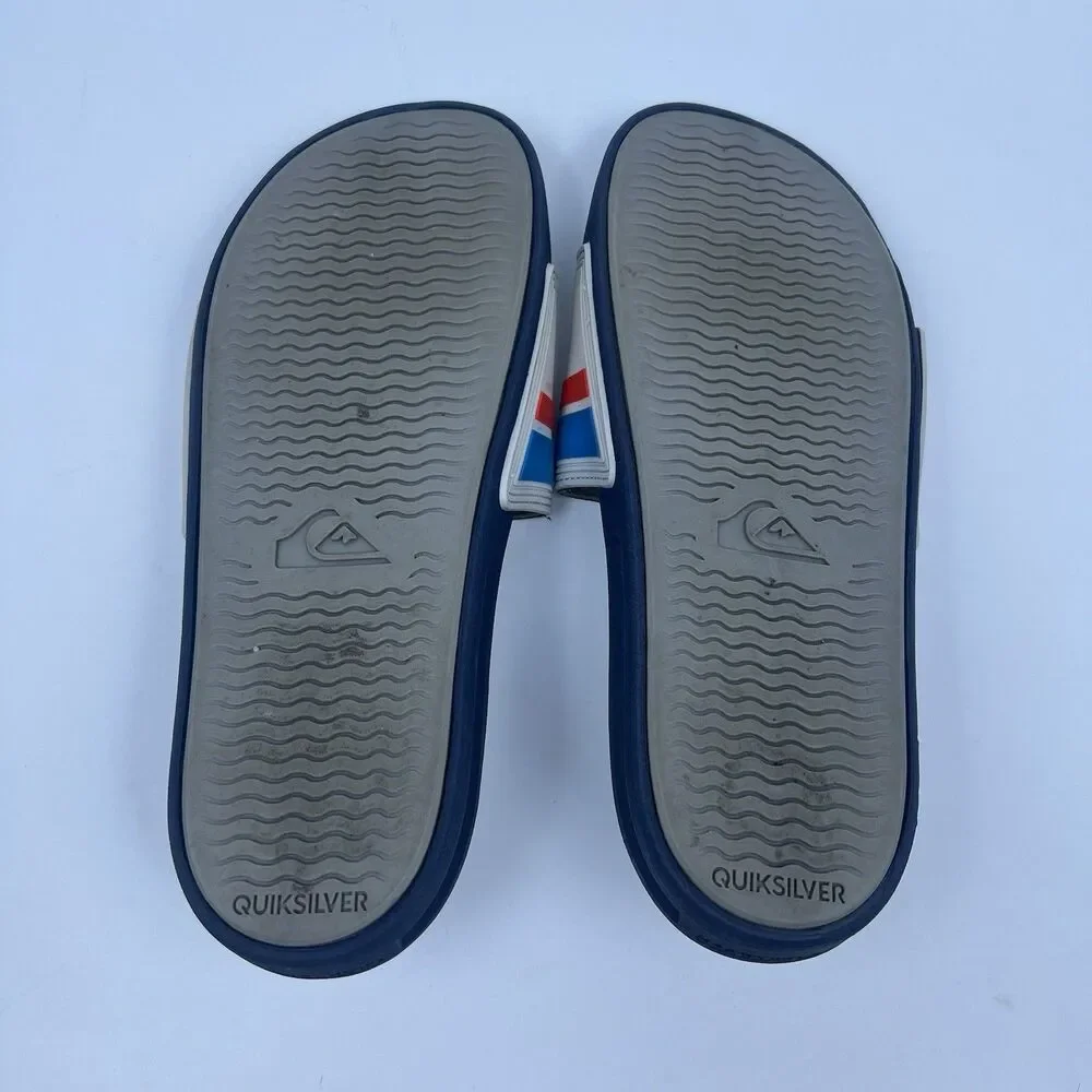 Quiksilver Men's Slide Sandals Blue Red Grey Hydrobound Recovery Size 10/11